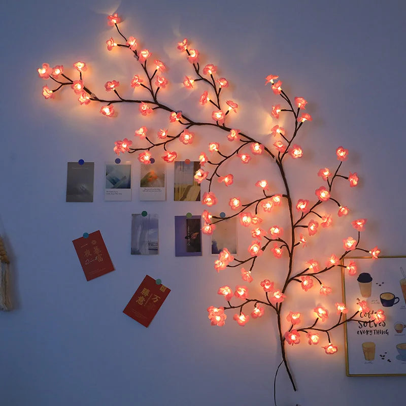Kirschblüten-LED-Zweiggirlande – 144 warme Lichterketten für die Wanddekoration